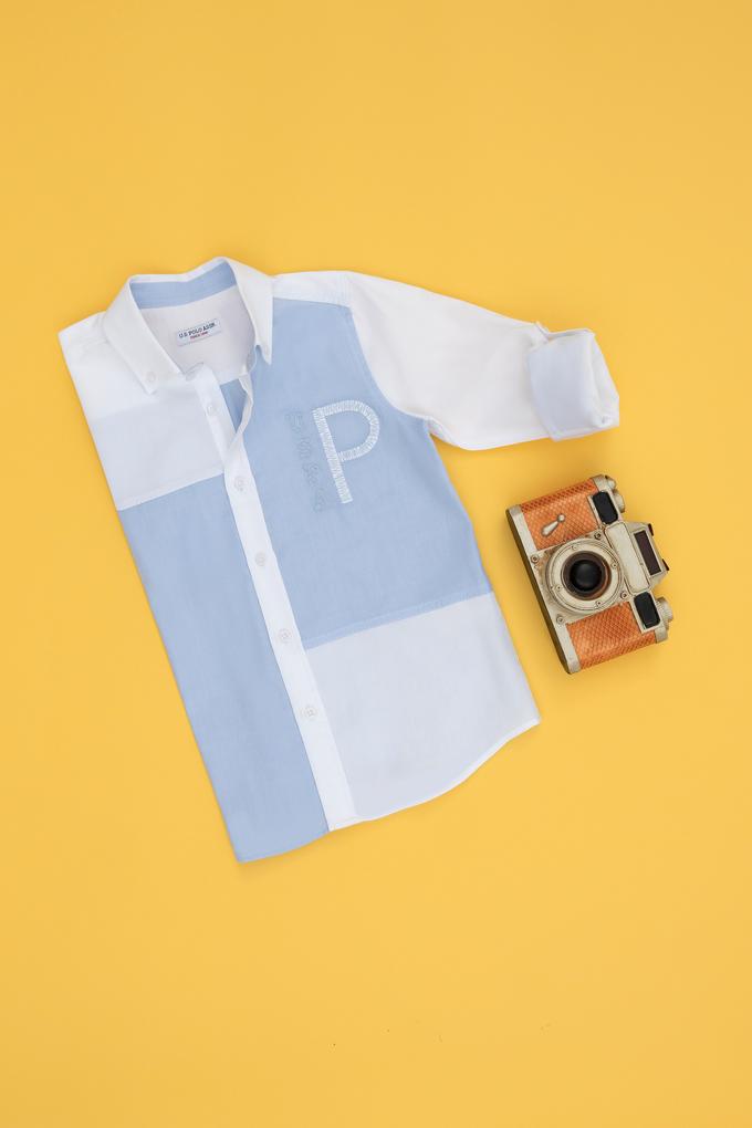 Erkek Çocuk Mavi Uzun Kollu Gömlek