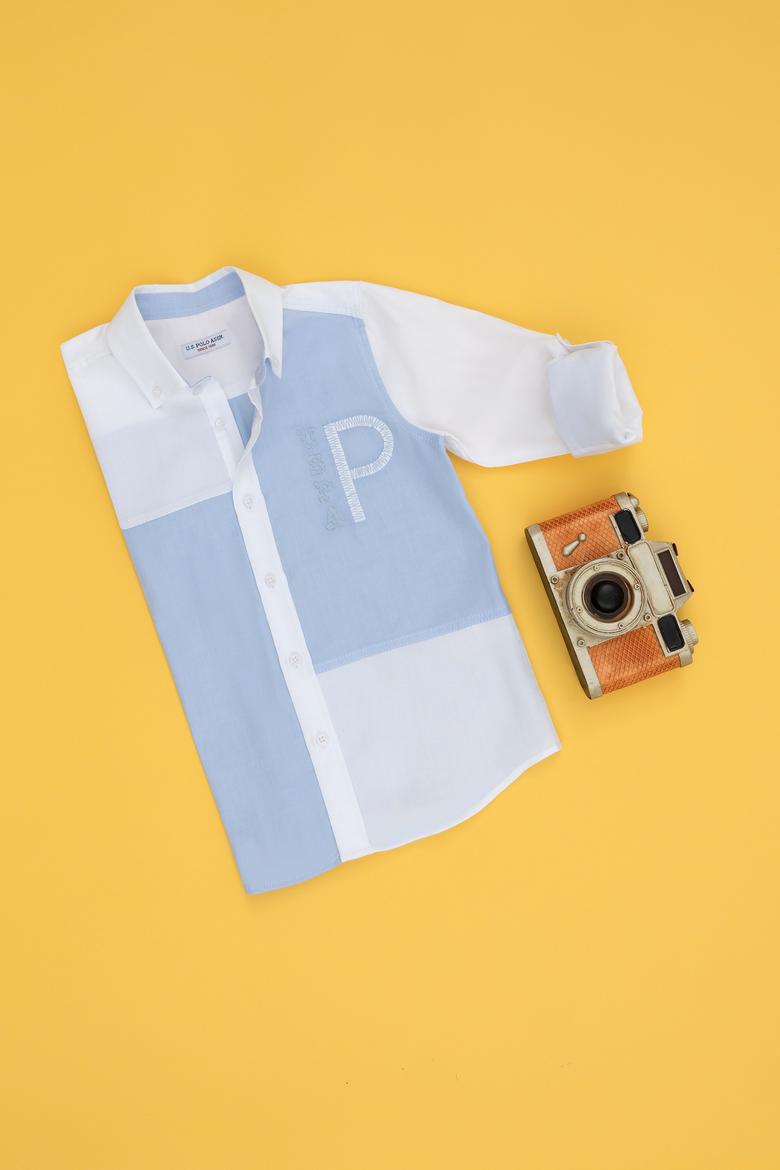 Erkek Çocuk Mavi Uzun Kollu Gömlek