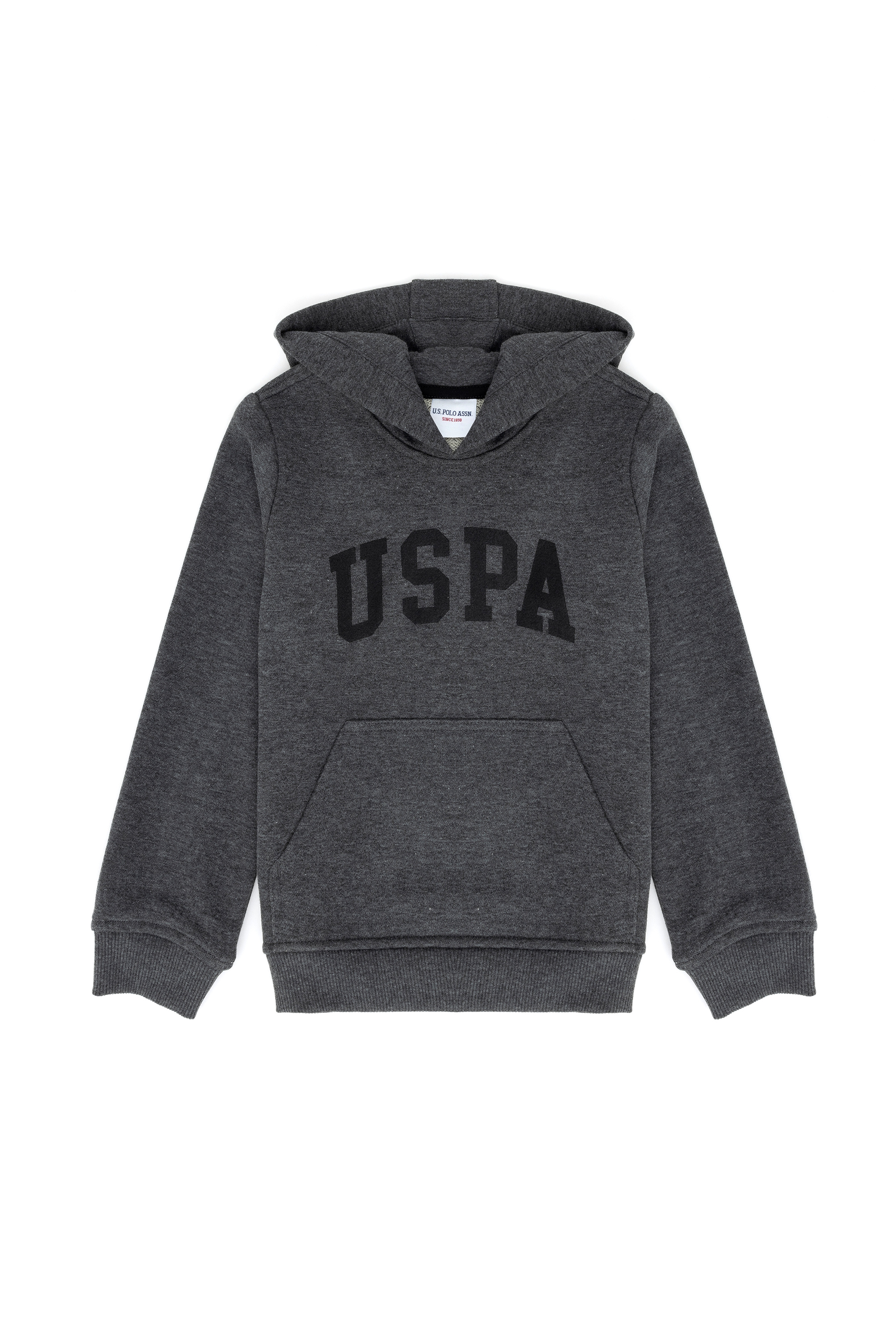 Çocuk Antrasit Melanj Basic Kapüşonlu Sweatshirt - Image 1
