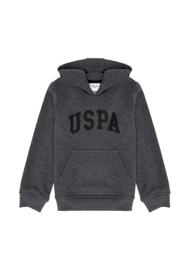 Çocuk Antrasit Melanj Basic Kapüşonlu Sweatshirt