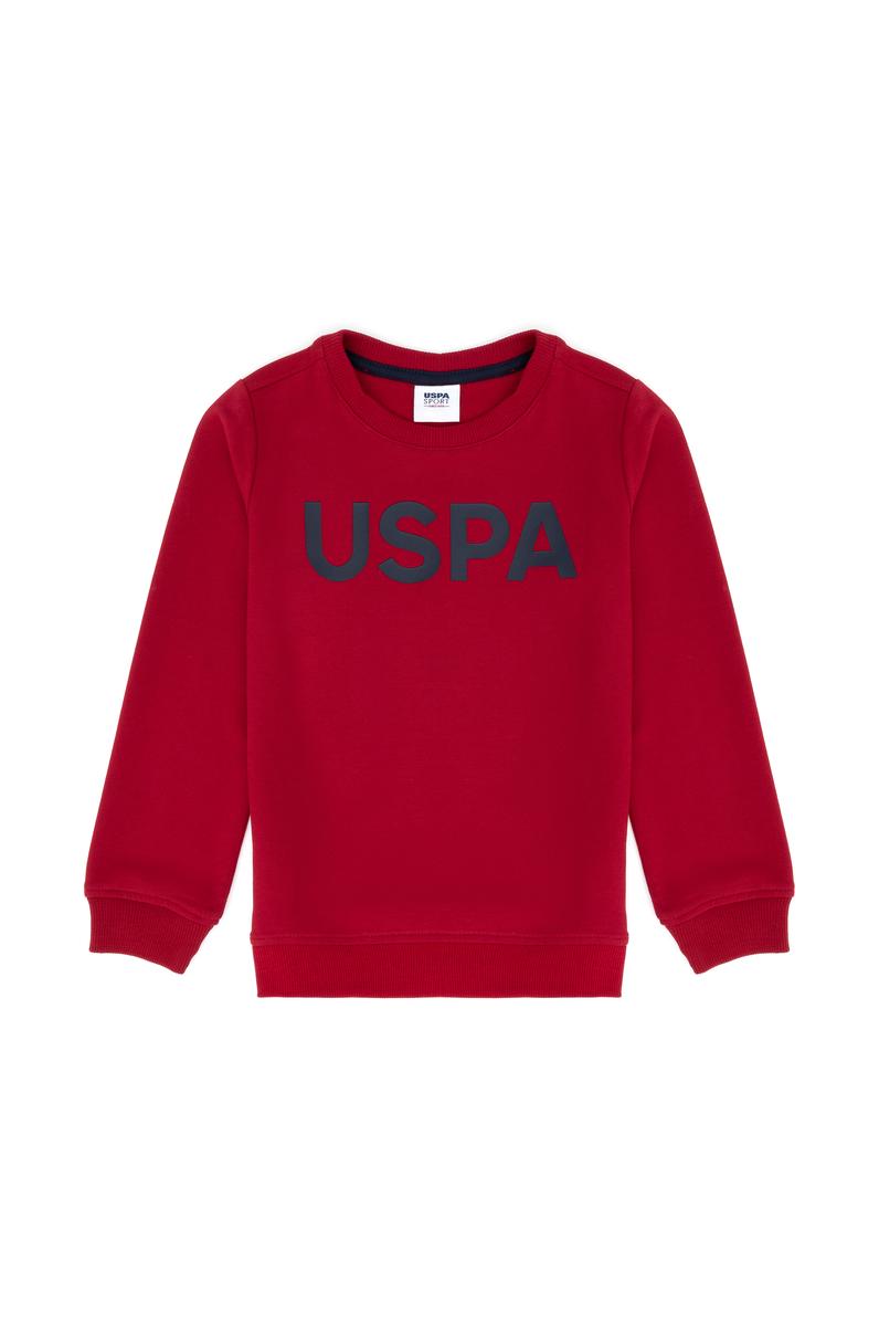 Çocuk Kırmızı Basic Bisiklet Yaka Sweatshirt