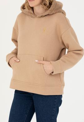 Kadın Kum Kapüşonlu Sweatshirt - 50271590004