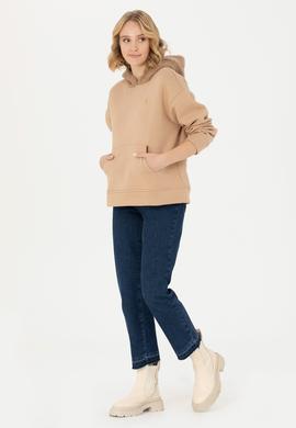 Kadın Kum Kapüşonlu Sweatshirt - 50271590004