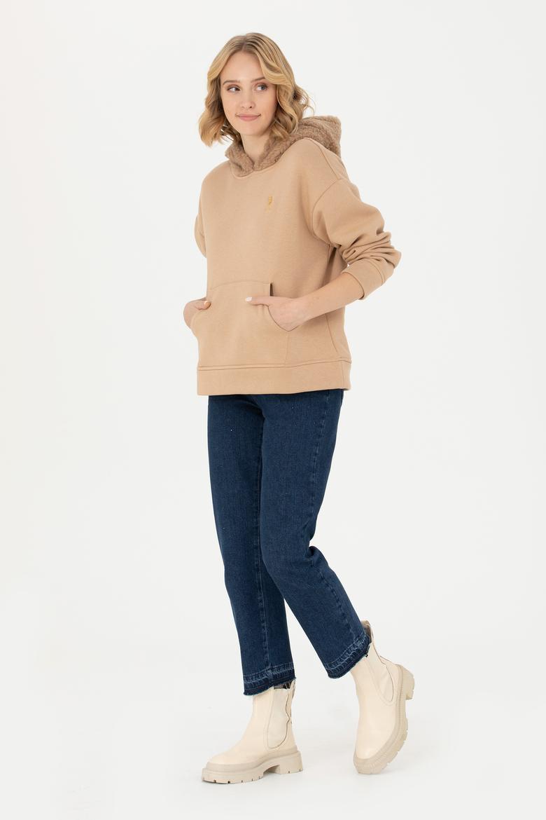Kadın Kum Kapüşonlu Sweatshirt - 50271590004