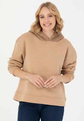 Kadın Kum Kapüşonlu Sweatshirt - 50271590004