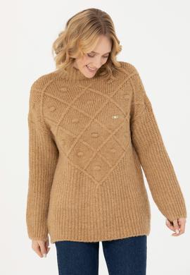 Kadın Kum Melanj Balıkçı Yaka Kazak - 50270452004