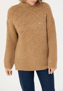 Kadın Kum Melanj Balıkçı Yaka Kazak - 50270452004