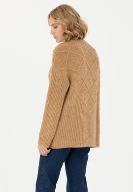 Kadın Kum Melanj Balıkçı Yaka Kazak - 50270452004