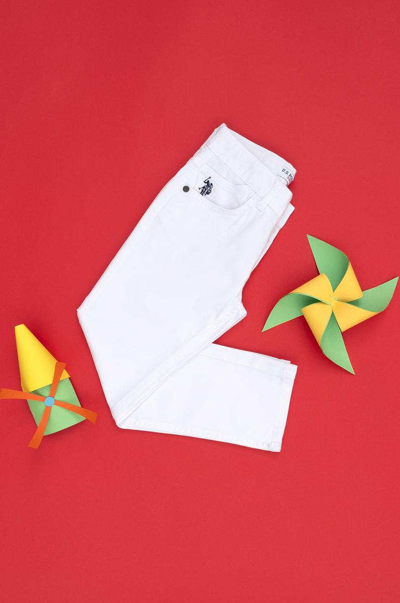 Erkek Çocuk Beyaz Kanvas Pantolon