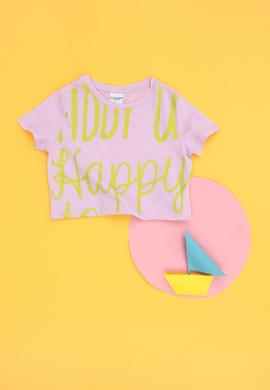 Kız Çocuk Manolya Bisiklet Yaka Tişört - 50265381007