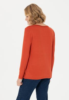 Kadın Kiremit V Yaka Sweatshirt - 50271543013