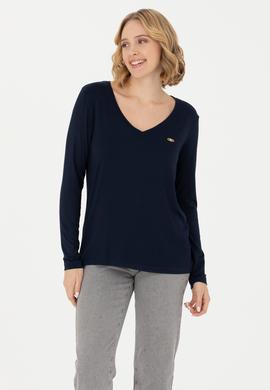 Kadın Lacivert V Yaka Sweatshirt - 50271543060