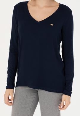 Kadın Lacivert V Yaka Sweatshirt - 50271543060