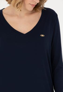 Kadın Lacivert V Yaka Sweatshirt - 50271543060