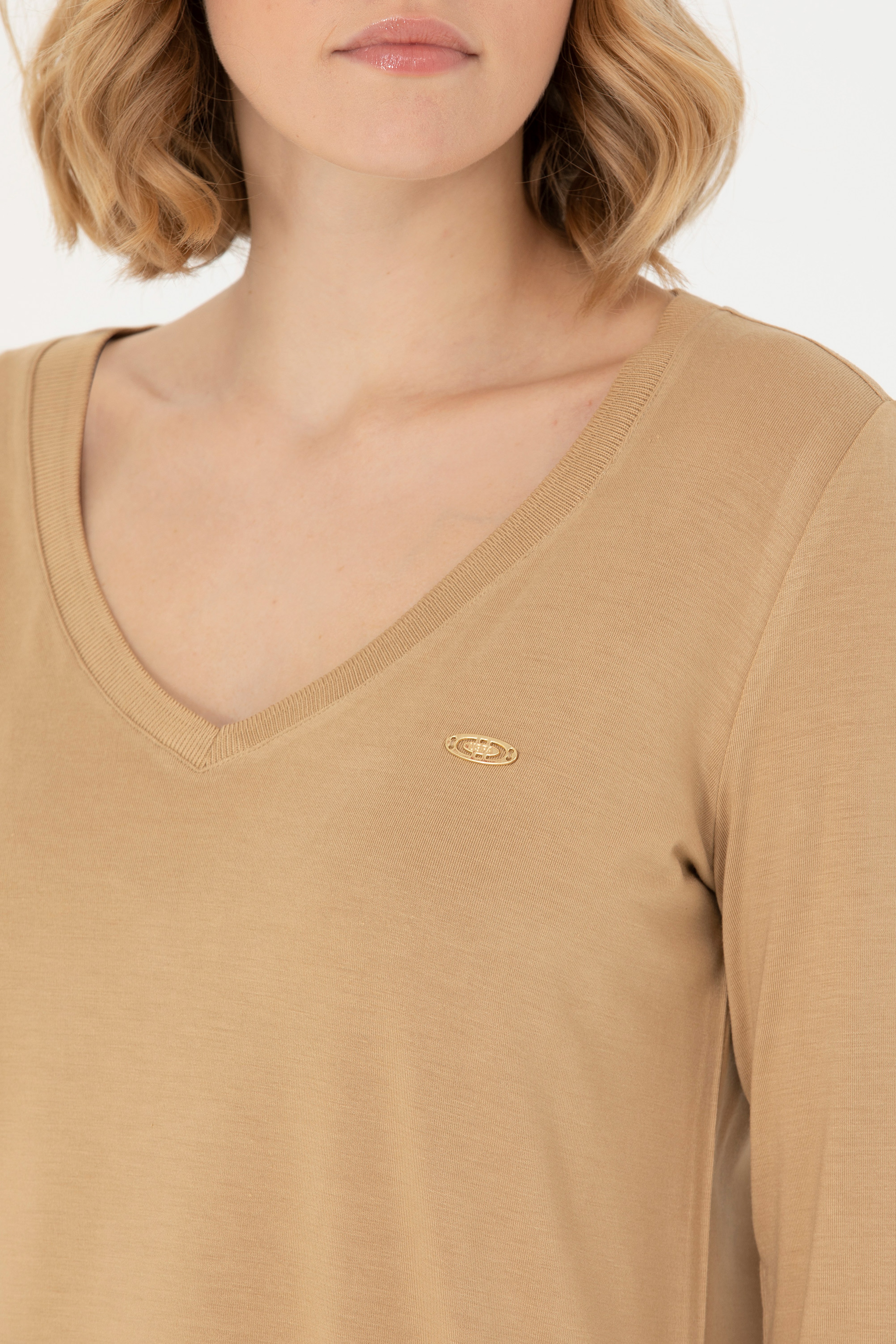 Kadın Kum V Yaka Sweatshirt