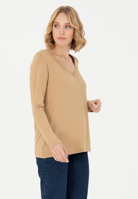 Kadın Kum V Yaka Sweatshirt - 50271543076