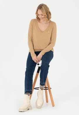 Kadın Kum V Yaka Sweatshirt - 50271543076