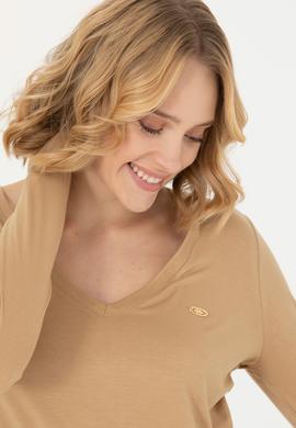 Kadın Kum V Yaka Sweatshirt - 50271543076