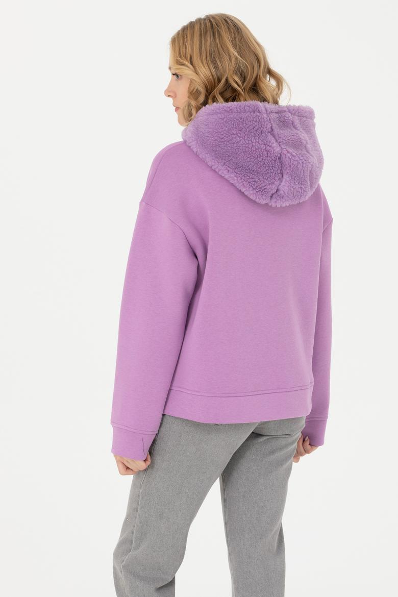 Kadın Lila Kapüşonlu Sweatshirt - 50271590030