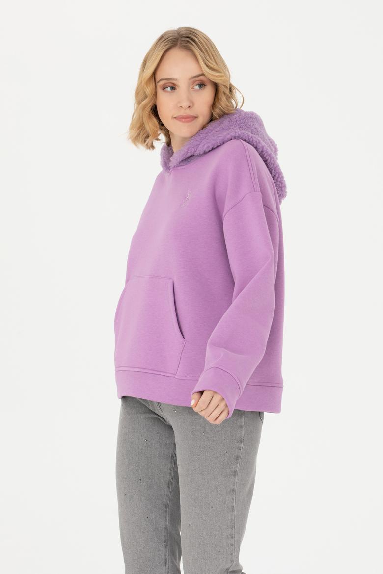 Kadın Lila Kapüşonlu Sweatshirt - 50271590030
