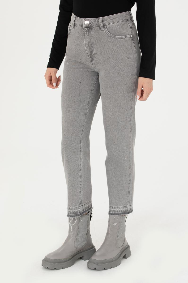 Kadın Gri Jean Pantolon