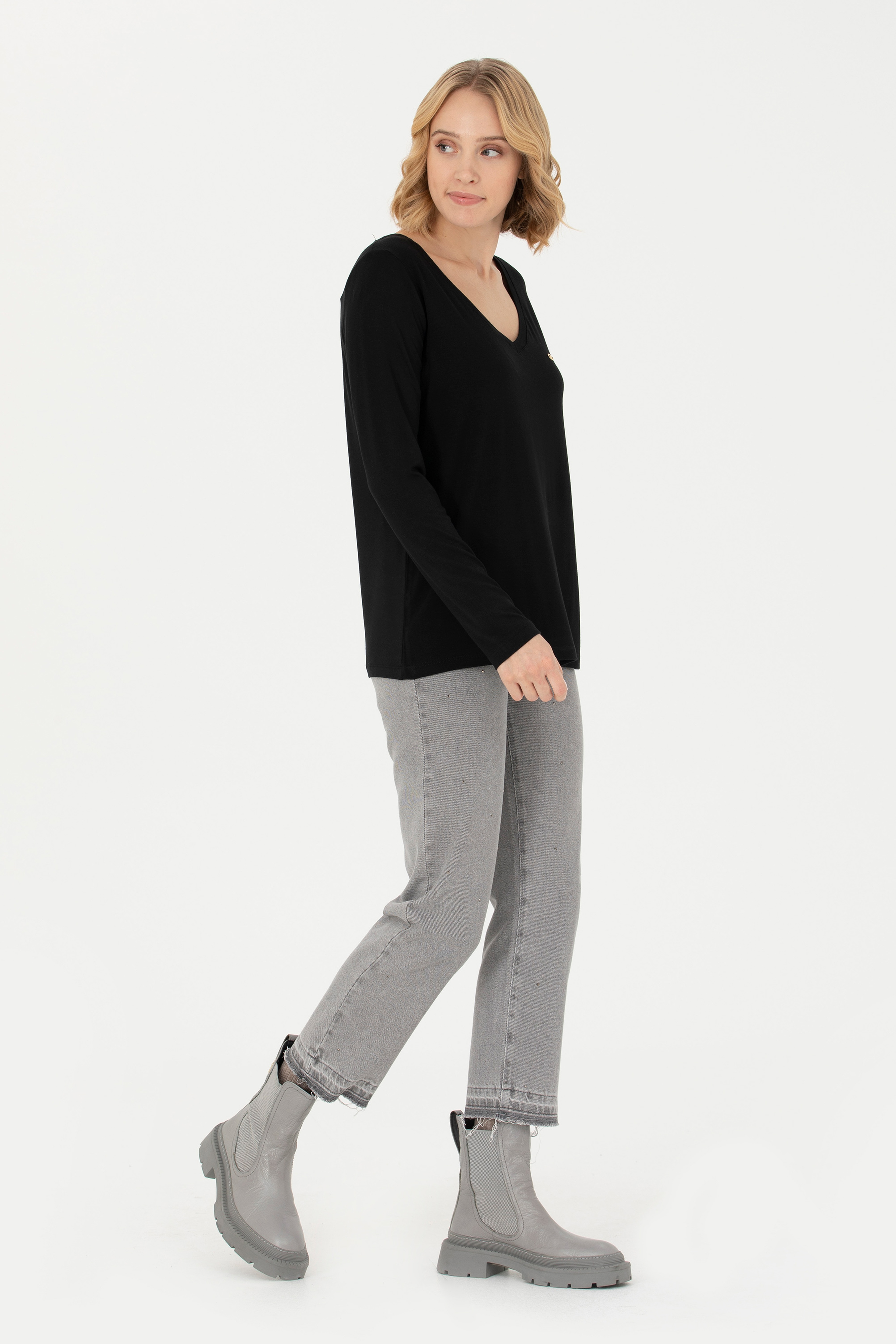 Kadın Gri Jean Pantolon - Image 3
