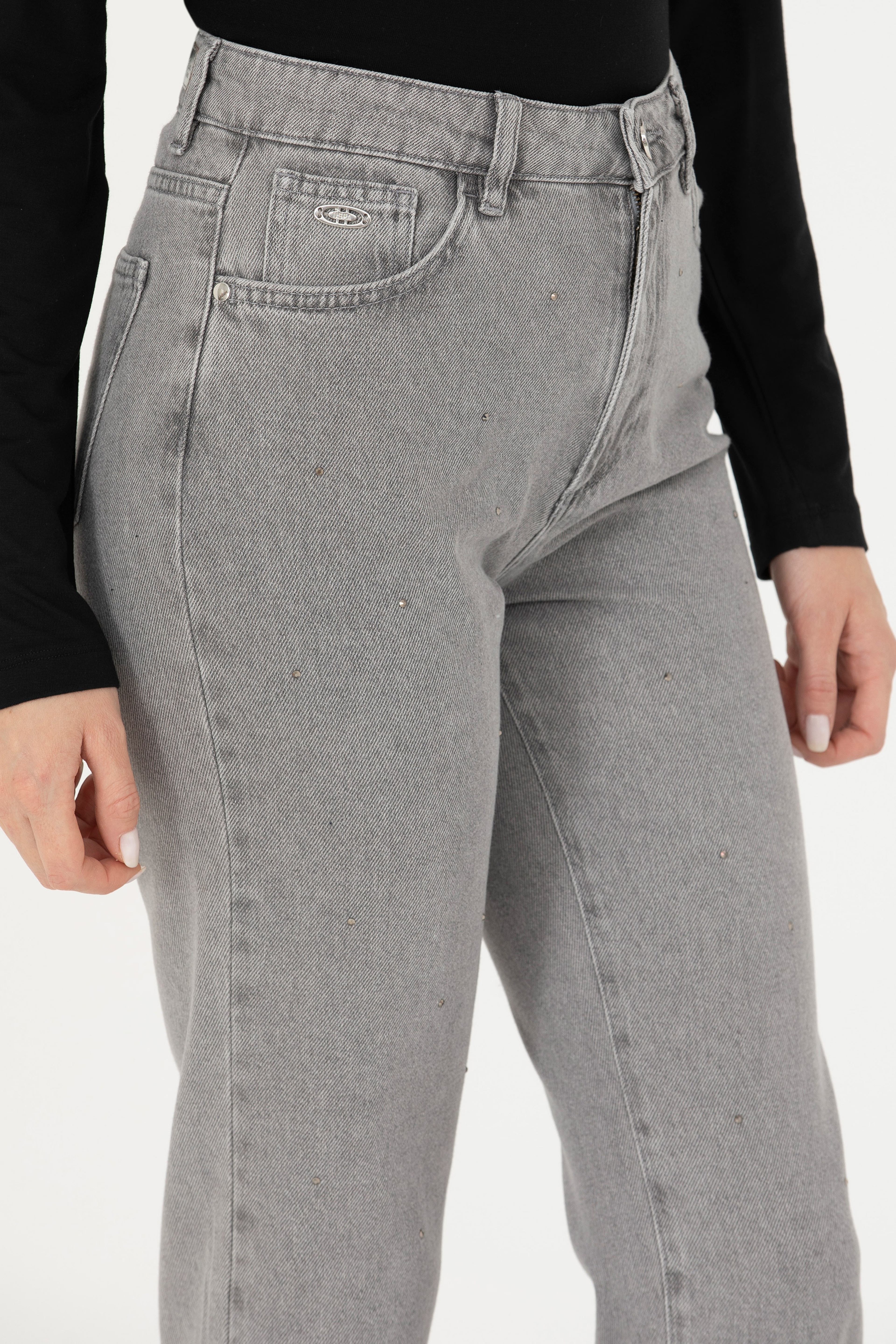 Kadın Gri Jean Pantolon - Image 5
