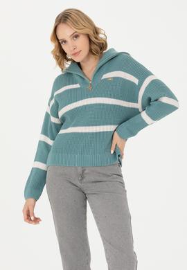 Kadın Mint V Yaka Kazak - 50270451008