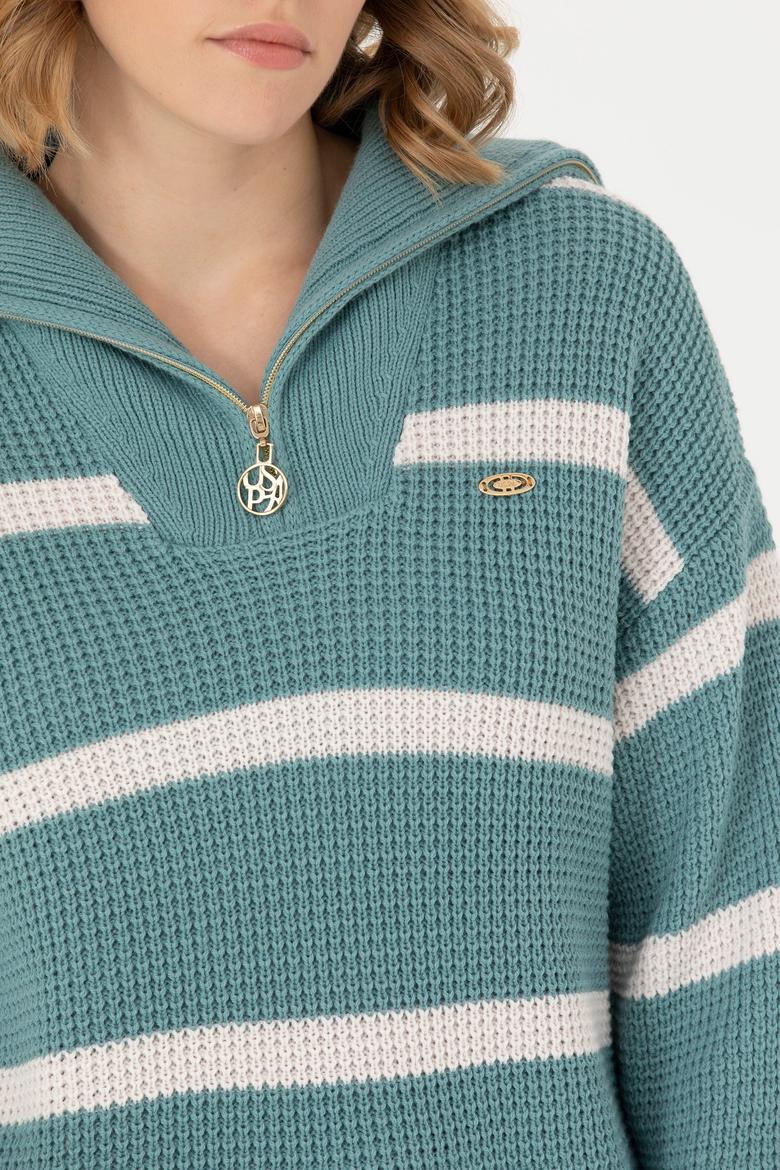 Kadın Mint V Yaka Kazak - 50270451008