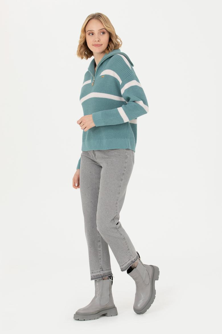 Kadın Mint V Yaka Kazak - 50270451008