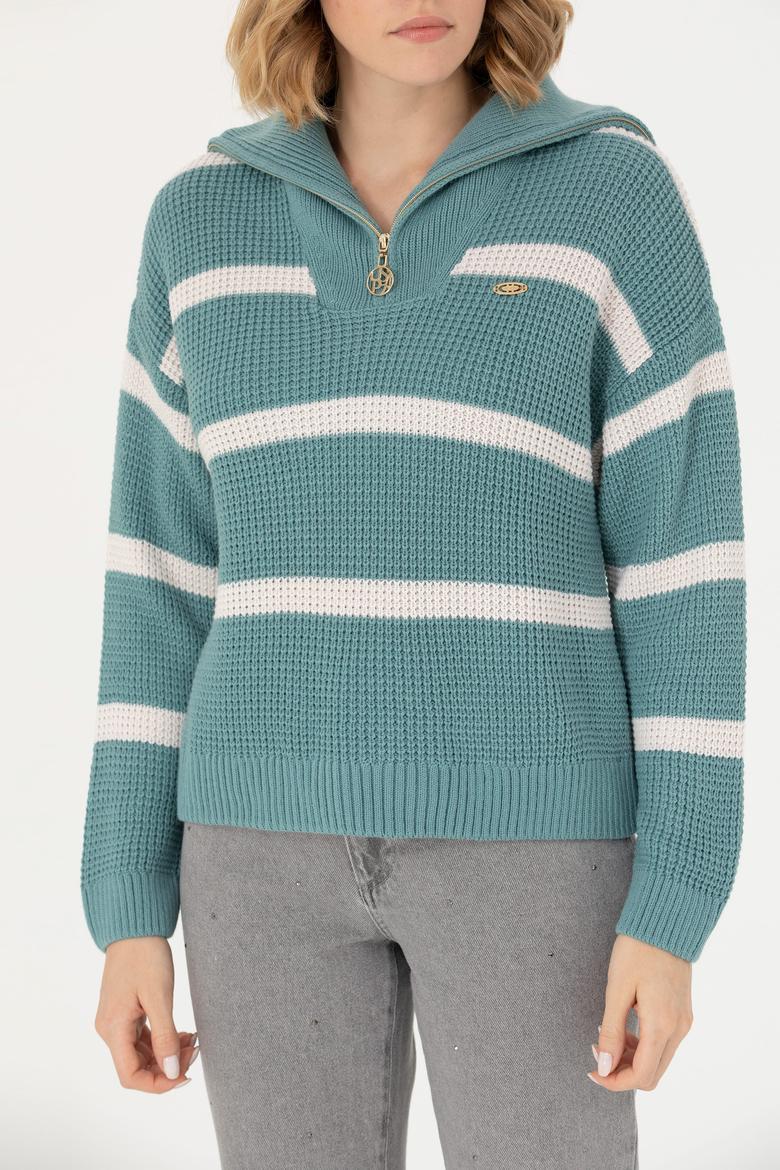 Kadın Mint V Yaka Kazak - 50270451008