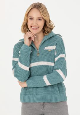 Kadın Mint V Yaka Kazak - 50270451008