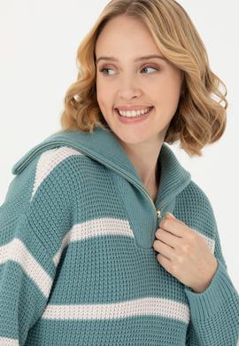 Kadın Mint V Yaka Kazak - 50270451008