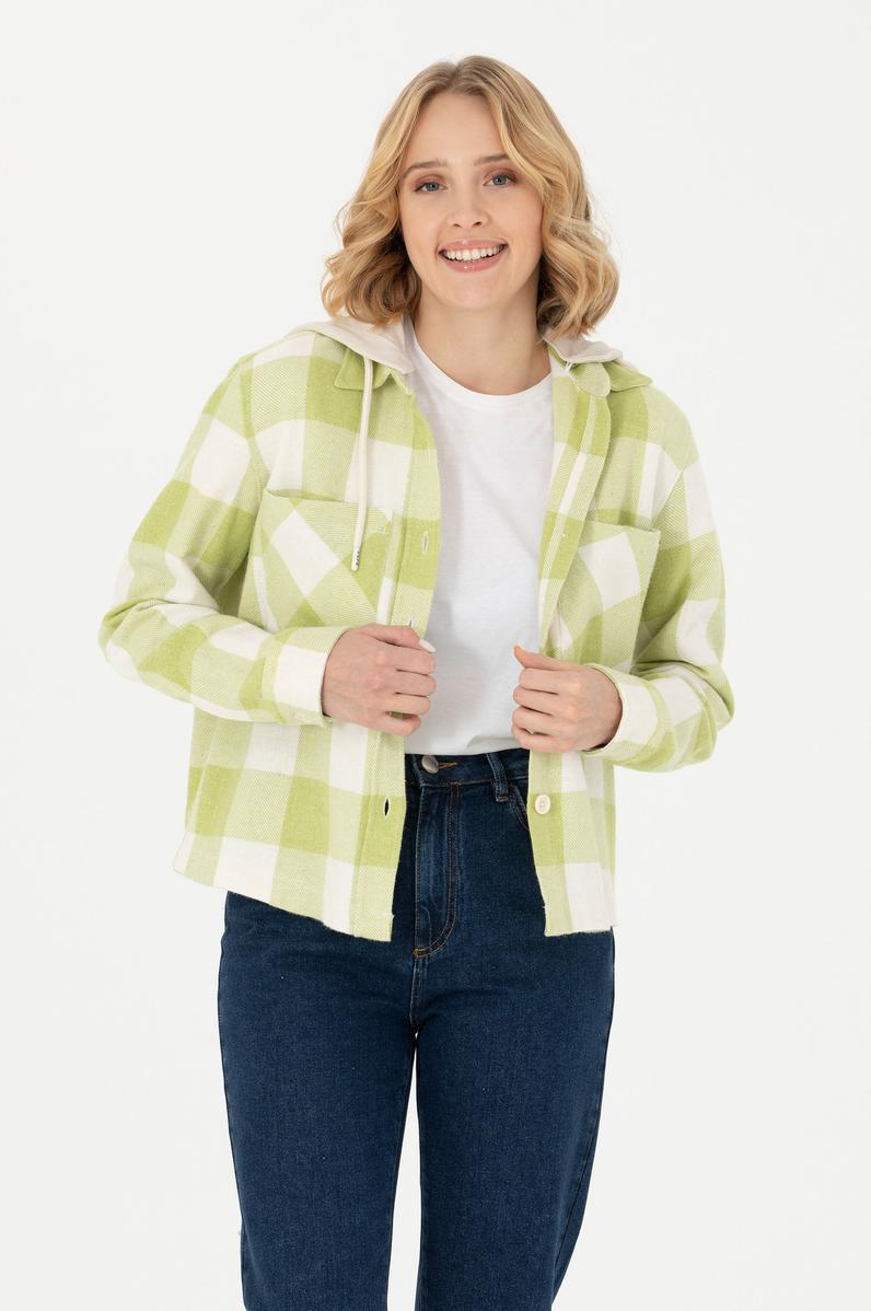 Kadın Fıstık Yeşili Uzun Kollu Gömlek