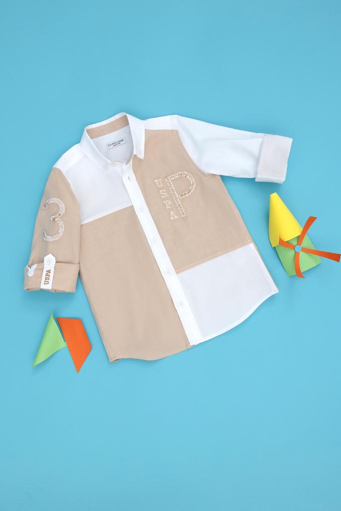 Erkek Çocuk Kum Uzun Kollu Gömlek