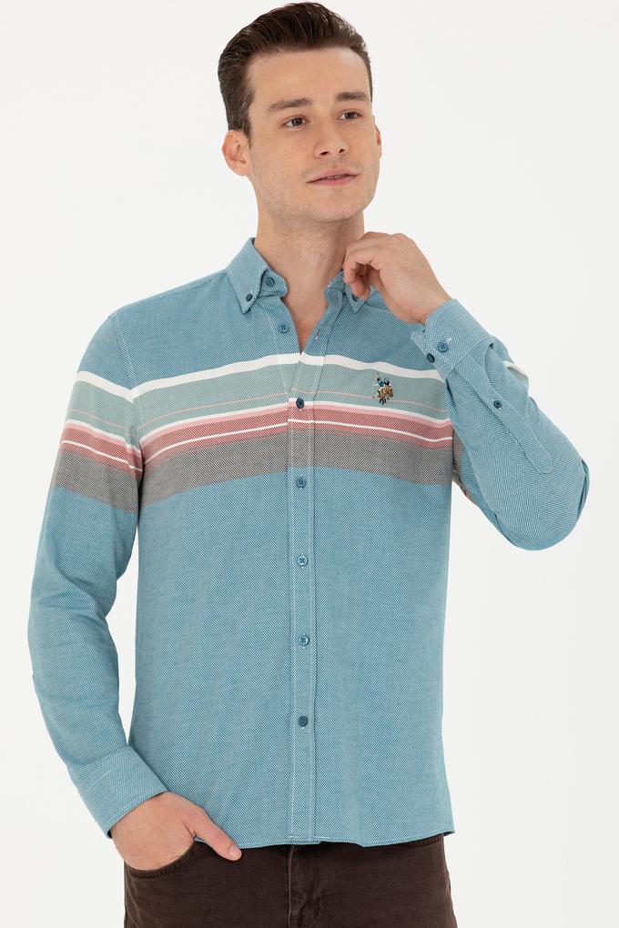 Erkek Petrol Uzun Kollu Gömlek