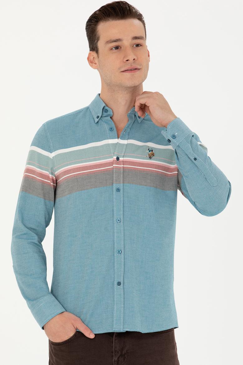 Erkek Petrol Uzun Kollu Gömlek