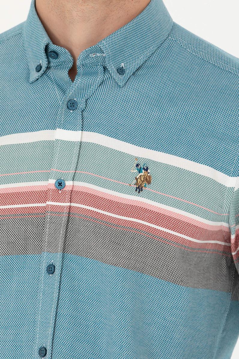 Erkek Petrol Uzun Kollu Gömlek