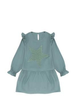 Kız Çocuk Mint Uzun Kol Dokuma Elbise - 50273514013