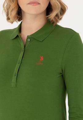 Kadın Yeşil Basic Polo Yaka Sweatshirt - 50271573149