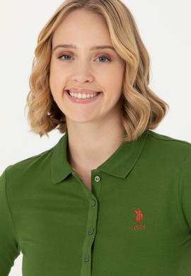 Kadın Yeşil Basic Polo Yaka Sweatshirt - 50271573149