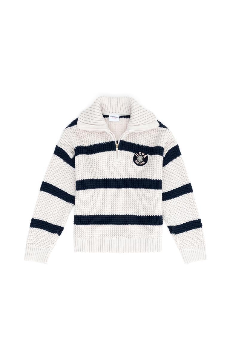 Kız Çocuk Krem Polo Yaka Kazak - 50271892001