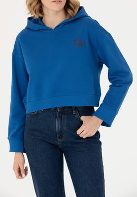 Kadın Saks Kapüşonlu Sweatshirt - 50279848004