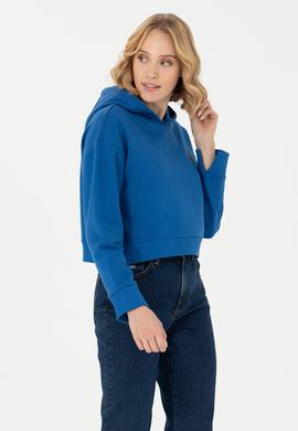 Kadın Saks Kapüşonlu Sweatshirt - 50279848004