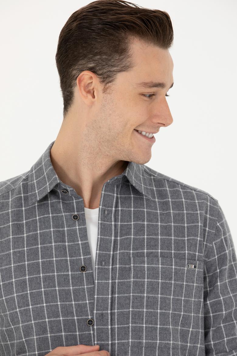 Erkek Gri Uzun Kollu Gömlek - 50279413032