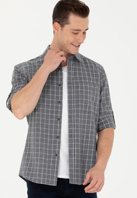Erkek Gri Uzun Kollu Gömlek - 50279413032