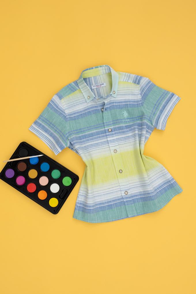 Erkek Çocuk Neon Sarı Kısa Kollu Gömlek