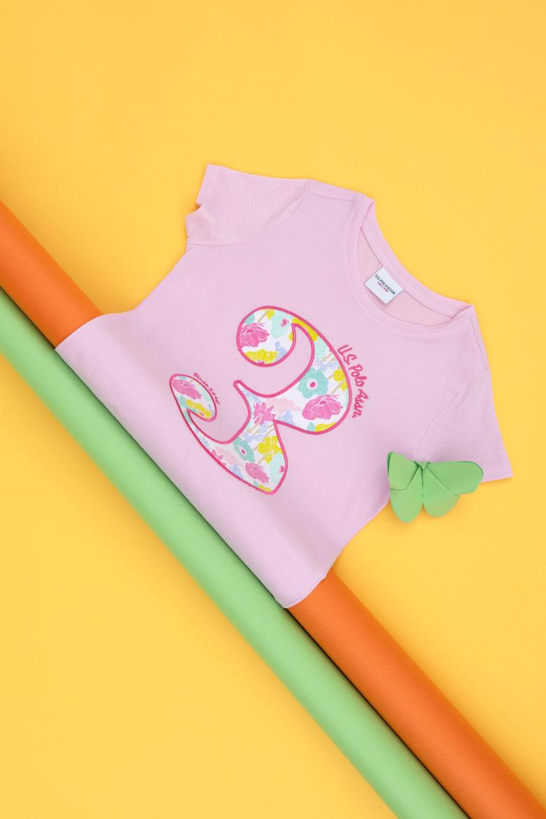 Kız Çocuk Manolya Bisiklet Yaka Tişört