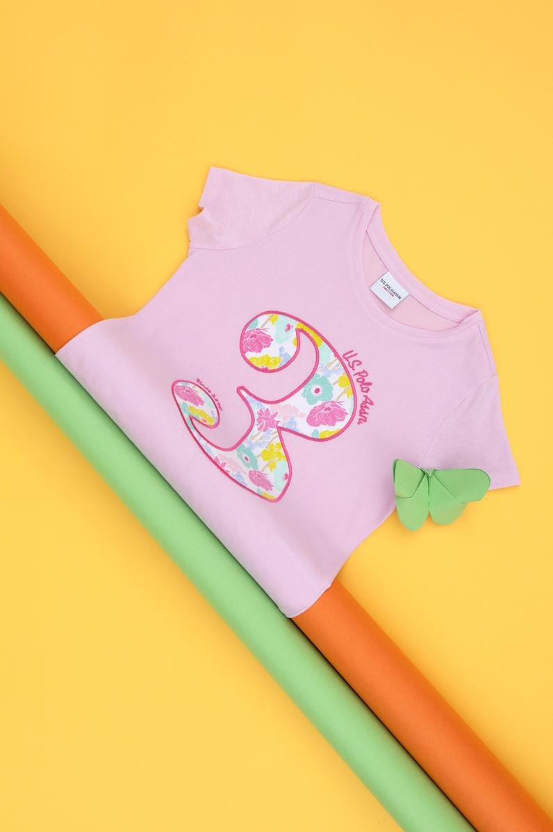 Kız Çocuk Manolya Bisiklet Yaka Tişört