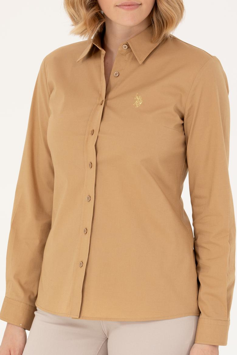 Kadın Camel Uzun Kollu Basic Gömlek - 50262946077